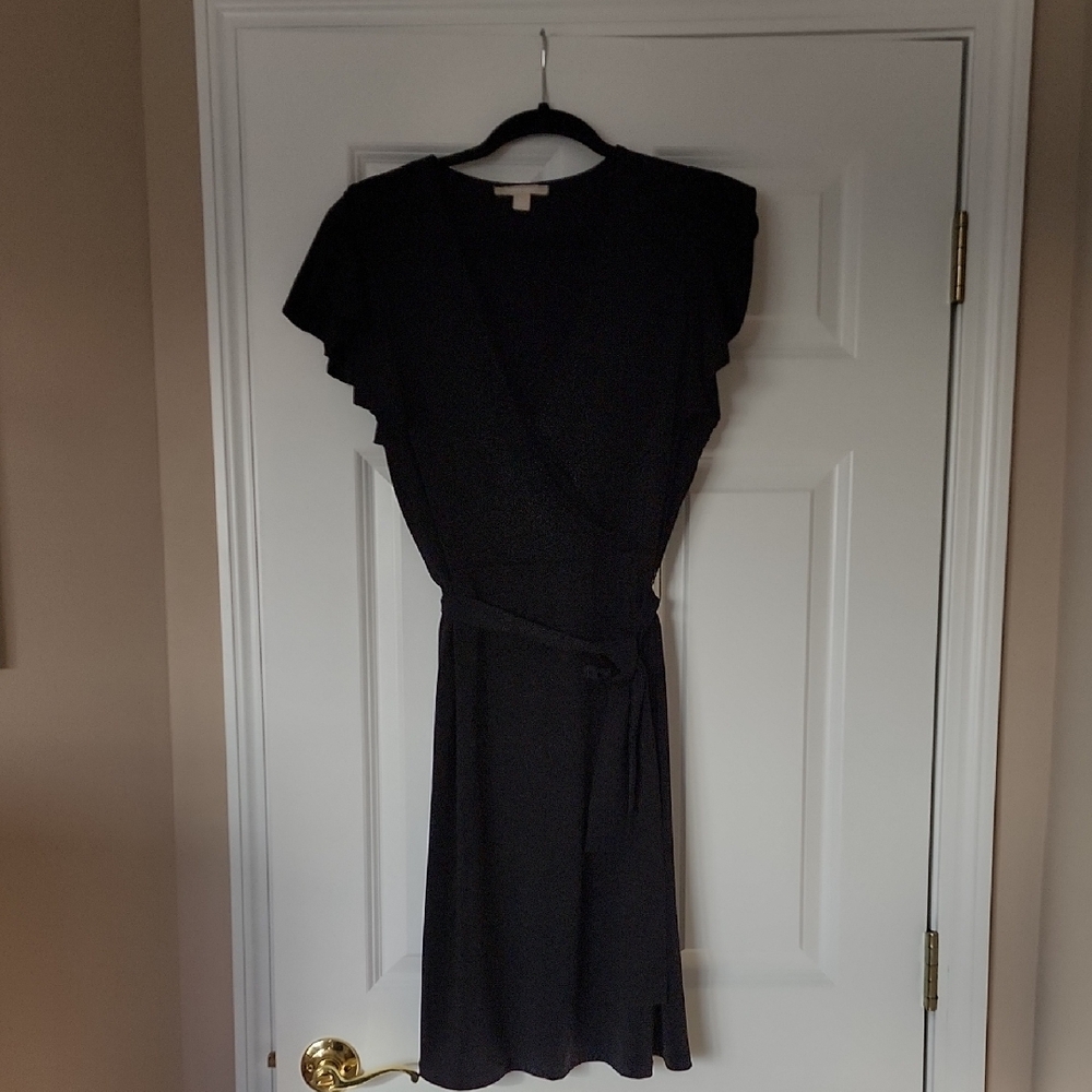 Sunny Leigh Elegant Black Faux Wrap Dress